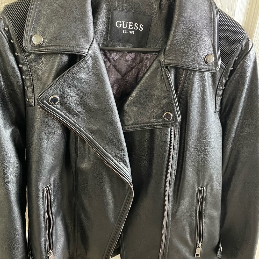 Guess Black Faux Leather Jacket